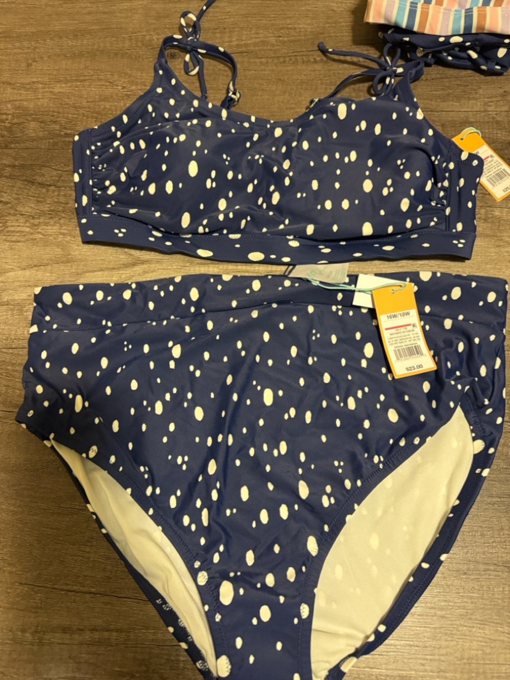 Navy Polka Dot Bikini Set